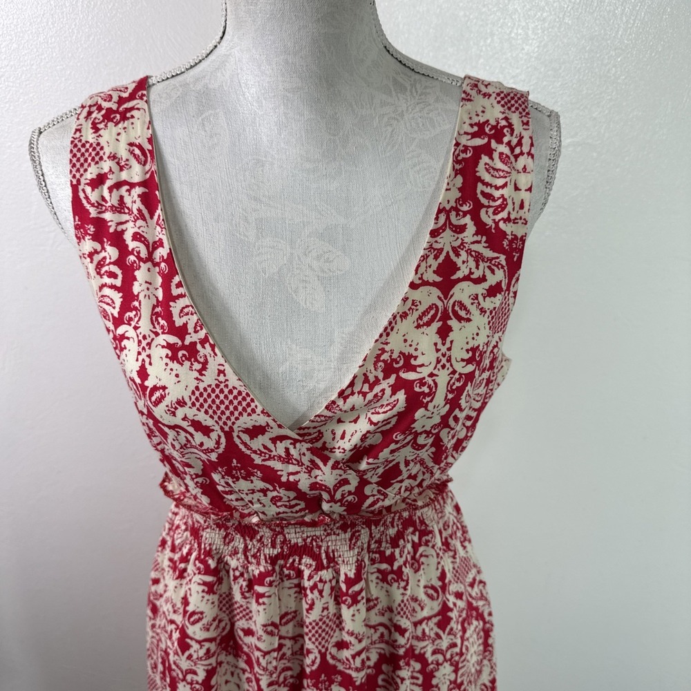 Sunday in Brooklyn Women's M Sleeveless Tiered Crochet Lace Maxi Dress Red EUC - Picture 4 of 11